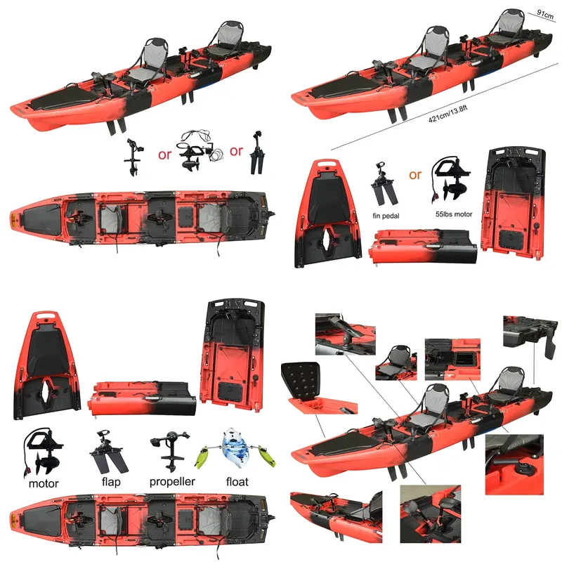 Wholesale 14 FT HDPE 3 Section - đánh giá và giá Fishing Kayak Pedal Drive
